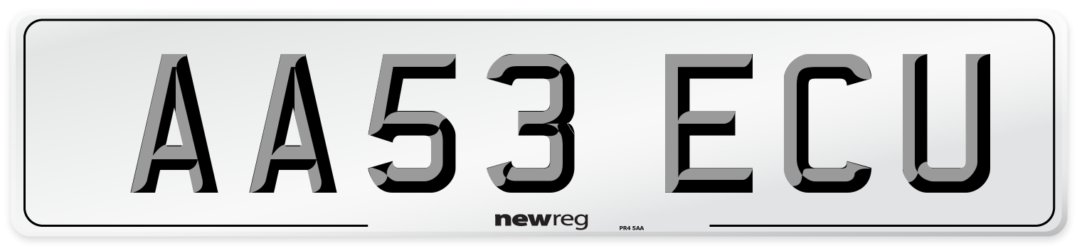 AA53 ECU Number Plate from New Reg